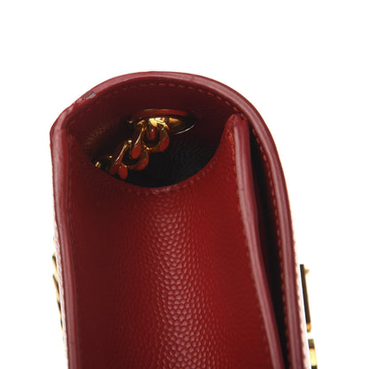 Saint Laurent Grain De Poudre Small Monogram Kate Satchel Red 11 of 12