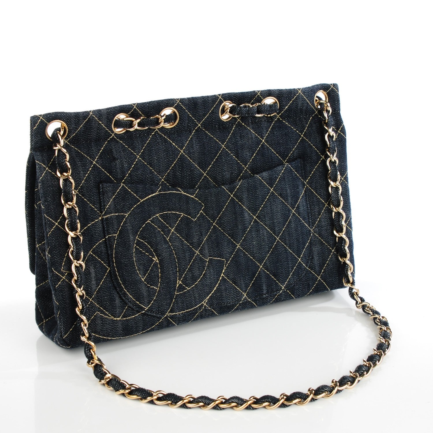 Chanel Denim Quilted Jumbo Diagonal CC Flap Blue 3 of 7