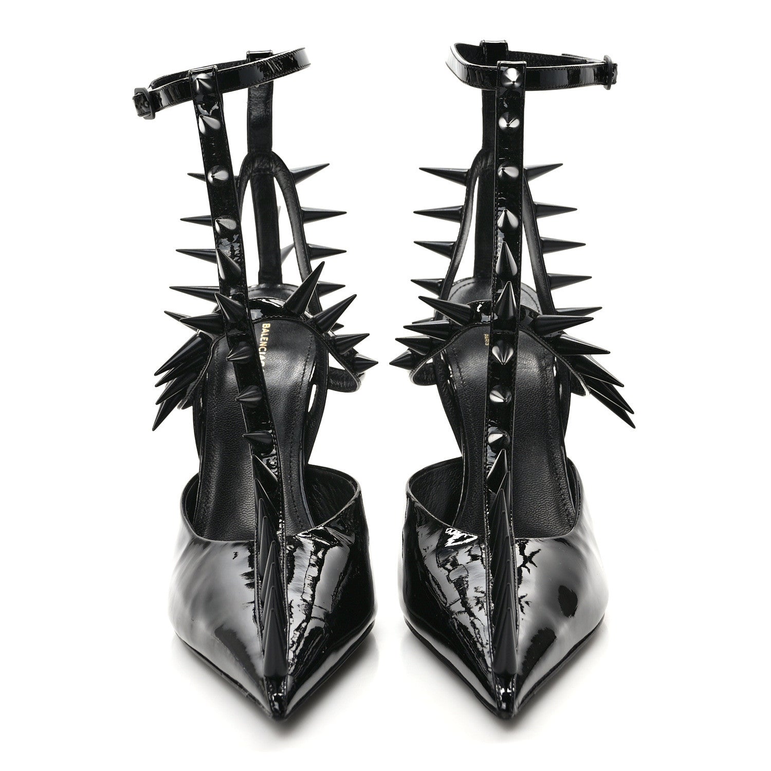 Balenciaga Glossy Calfskin Spiked Pumps 40.5 Black 2 of 9