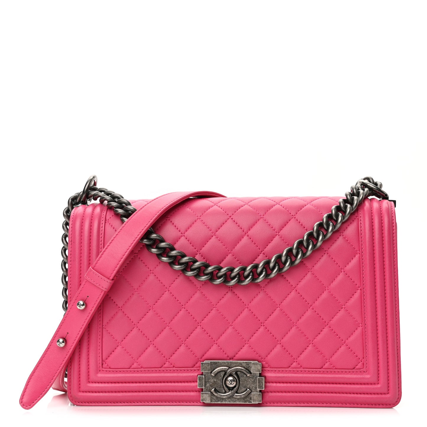 Lambskin Quilted New Medium Boy Flap Pink