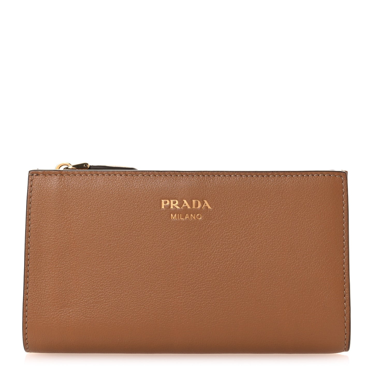 Soft Calfskin Continental Zip Wallet Caramel