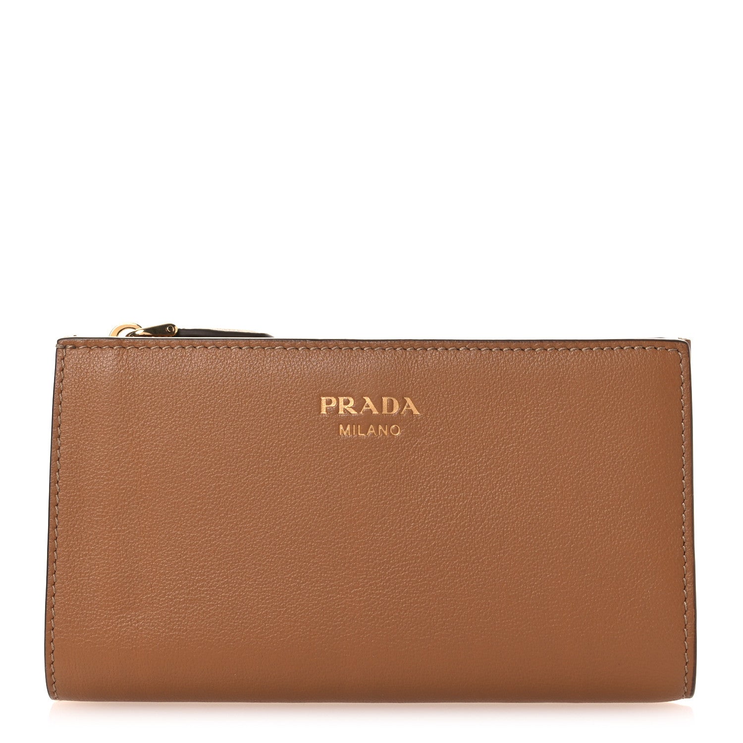 Prada Soft Calfskin Continental Zip Wallet Caramel 1 of 8