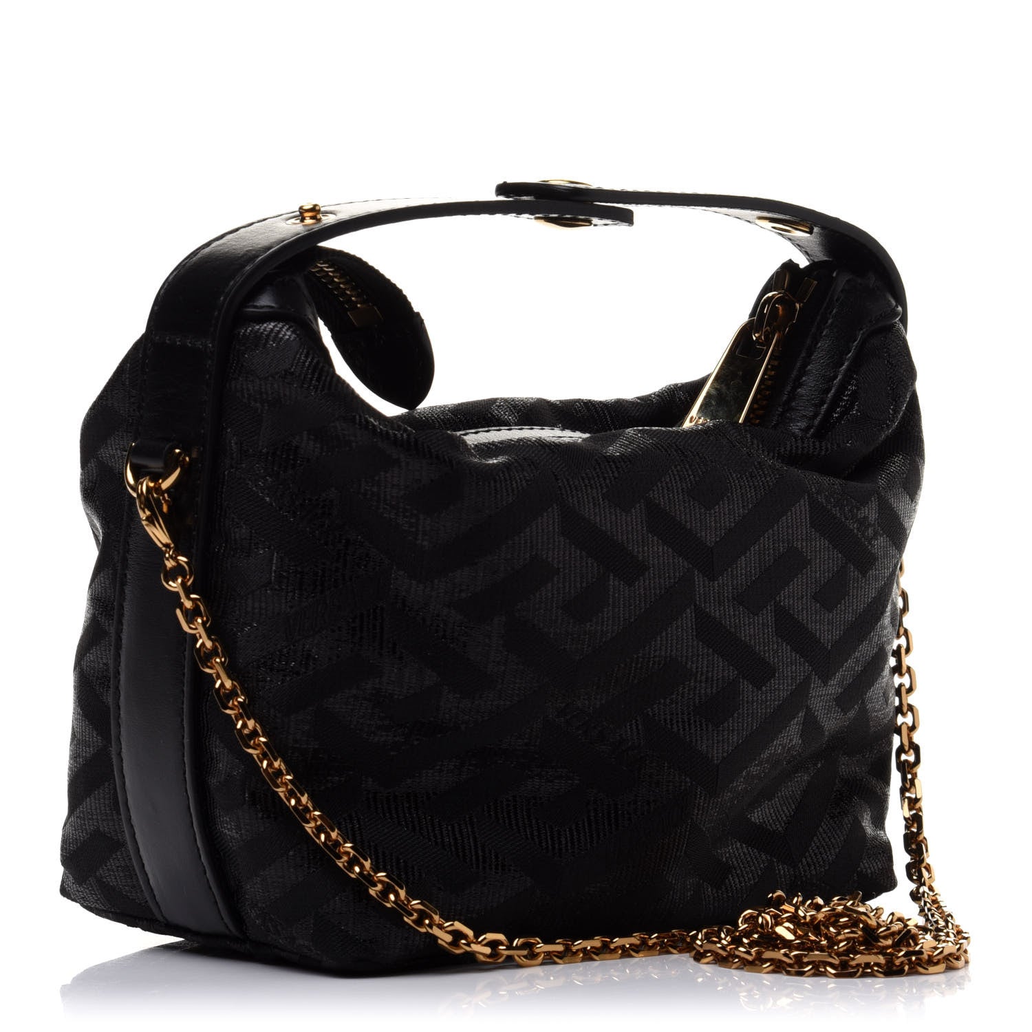 Versace Metallic Canvas La Greca Signature Mini Bag Black 3 of 10