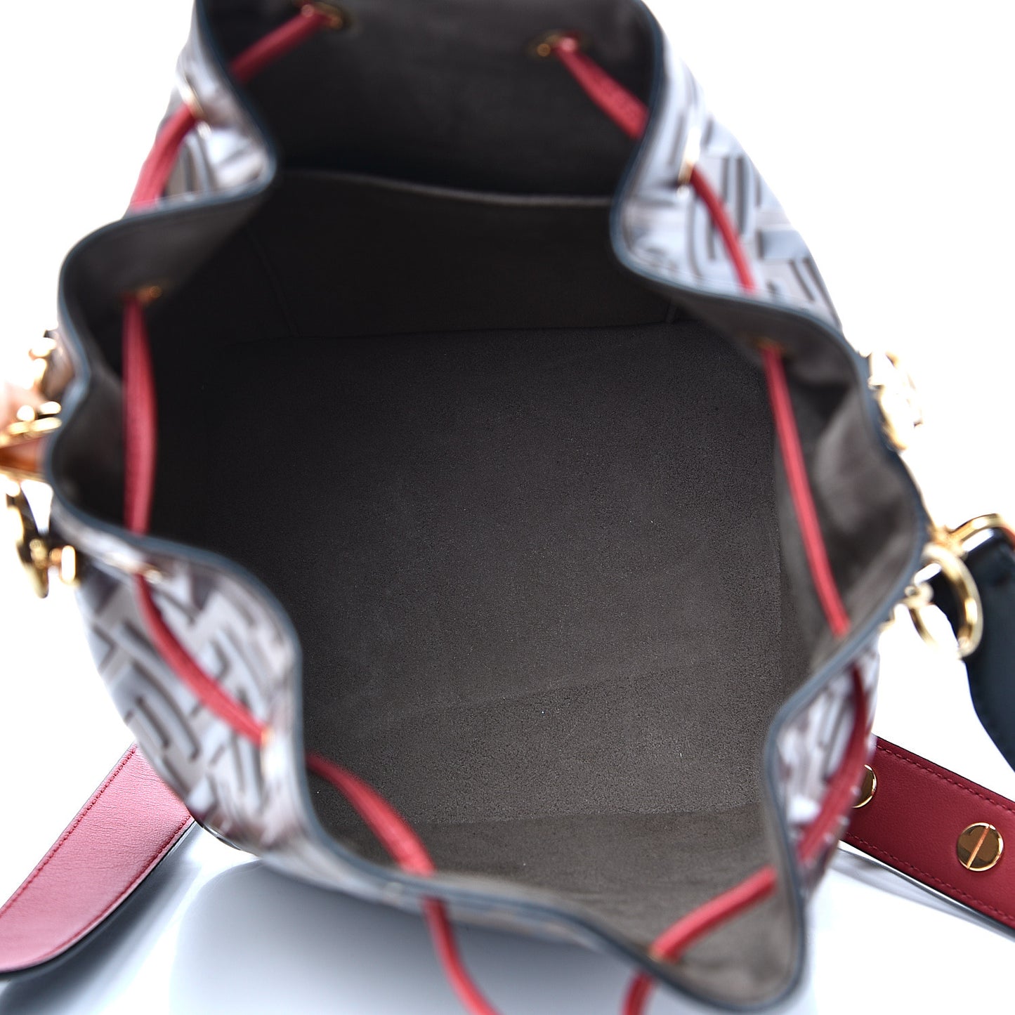 Vitello Grace F is Fendi Bi-Color FF 1974 Embossed Grande Mon Tresor Bucket Bag Maya Black Fragola