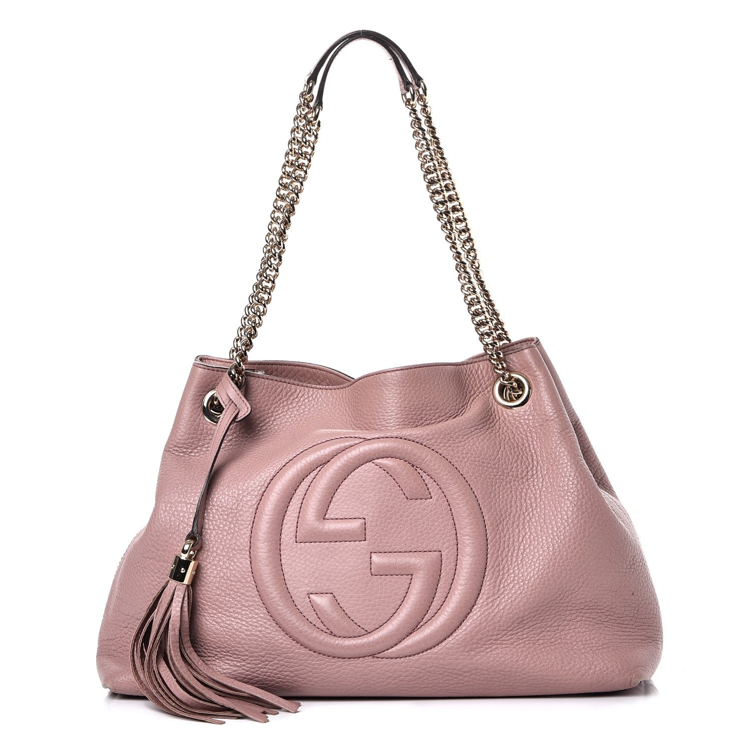 Gucci Pebbled Calfskin Medium Soho Chain Shoulder Bag Dark Cipria 1 of 15