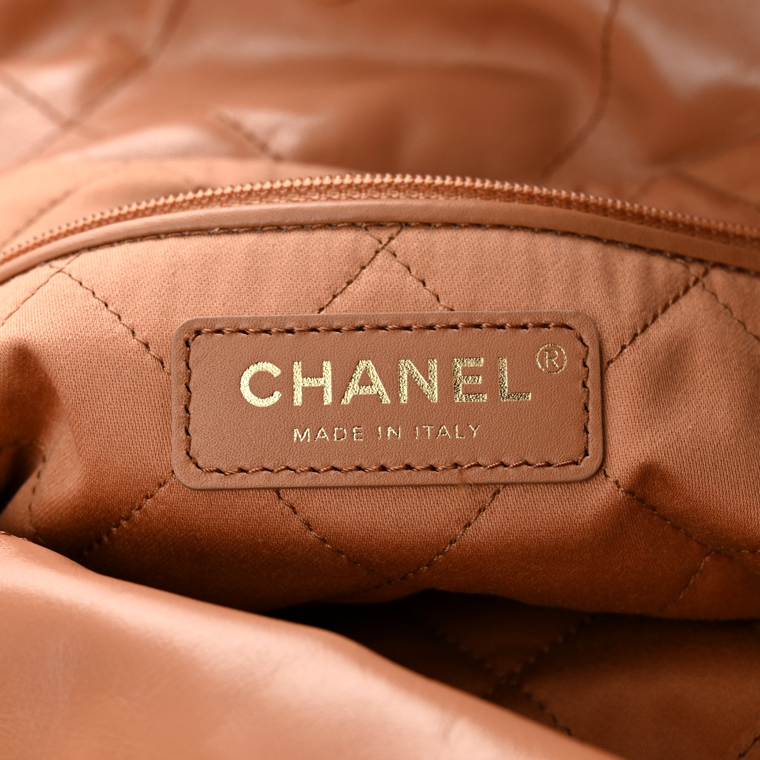 Chanel Shiny Calfskin Quilted Small Chanel 22 Camel 7 of 11