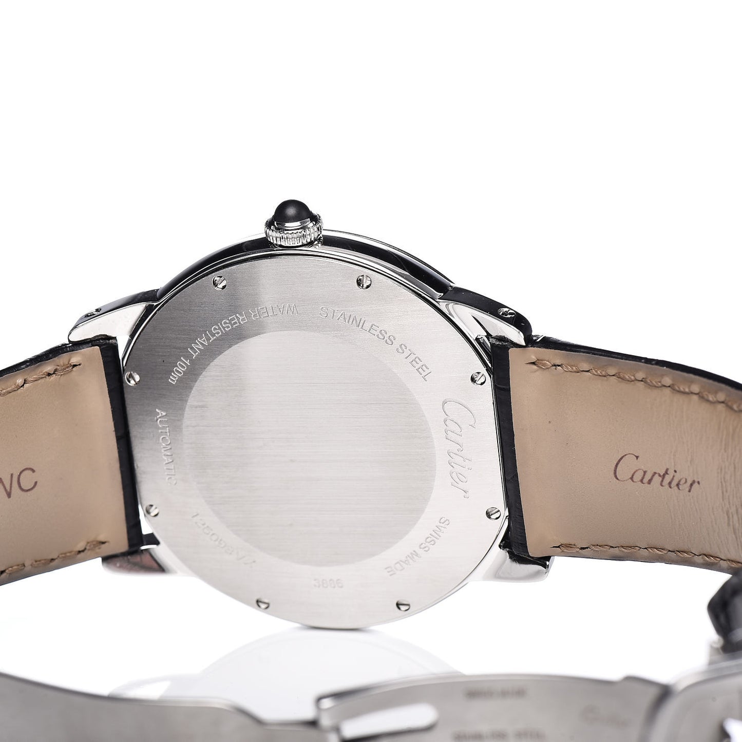 Stainless Steel Alligator 42mm Ronde Croisiere De Cartier Automatic Watch Black