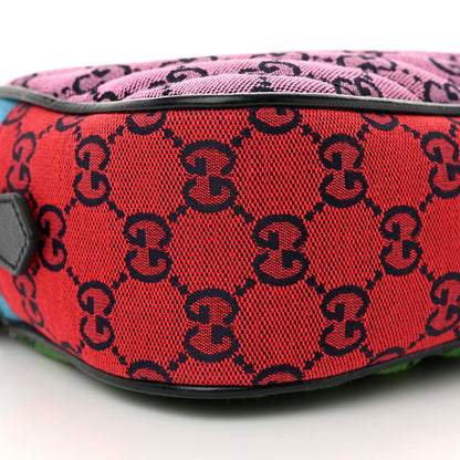 Gucci Monogram Multicolor Matelasse Diagonal Small GG Marmont Chain Shoulder Bag Pink Blue Green Red Light Blue 9 of 11