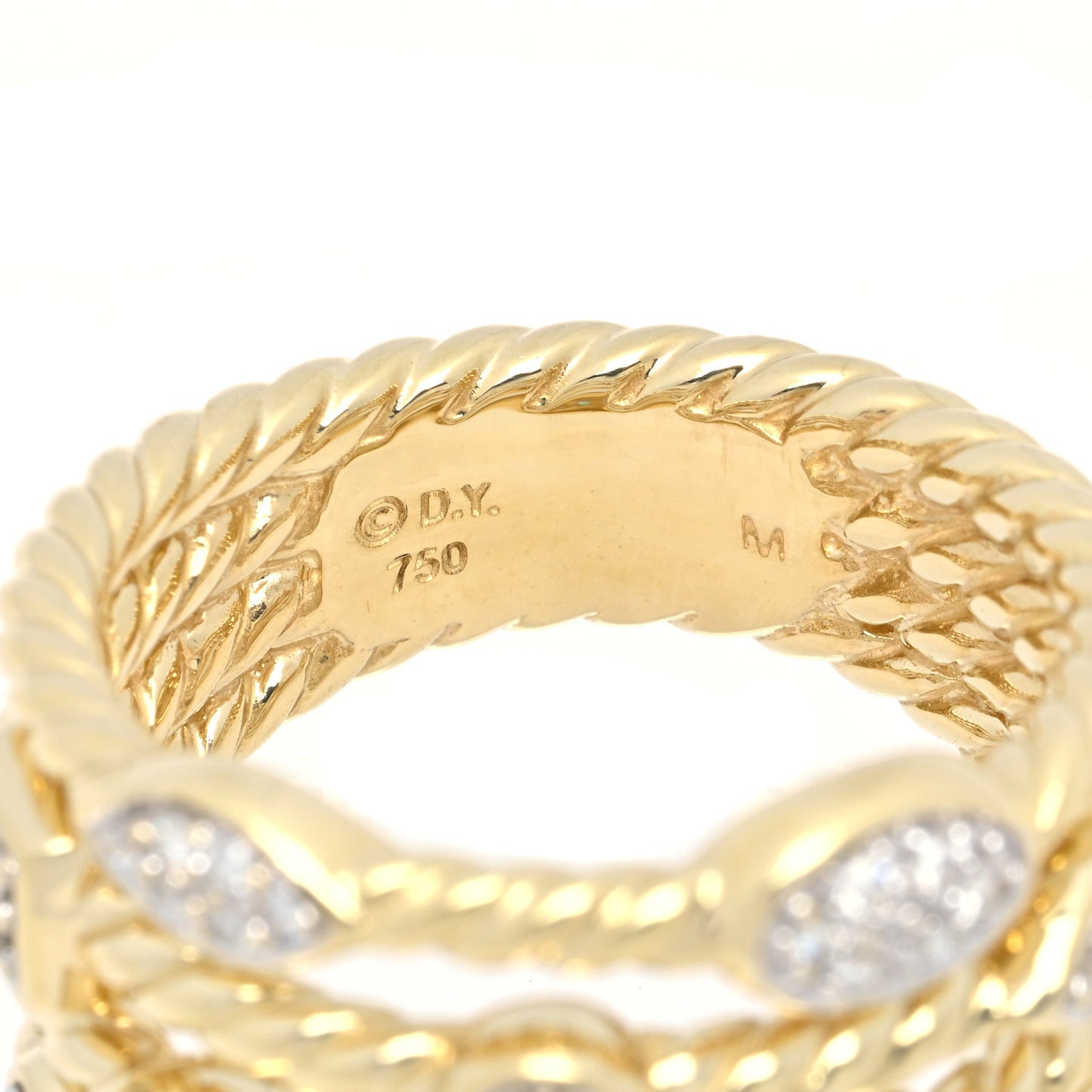 18K Yellow Gold Diamond Four-Row Confetti Ring 52 6