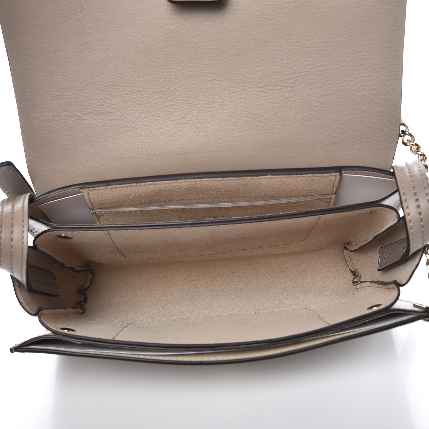 Suede Calfskin Small Faye Shoulder Bag Motty Grey
