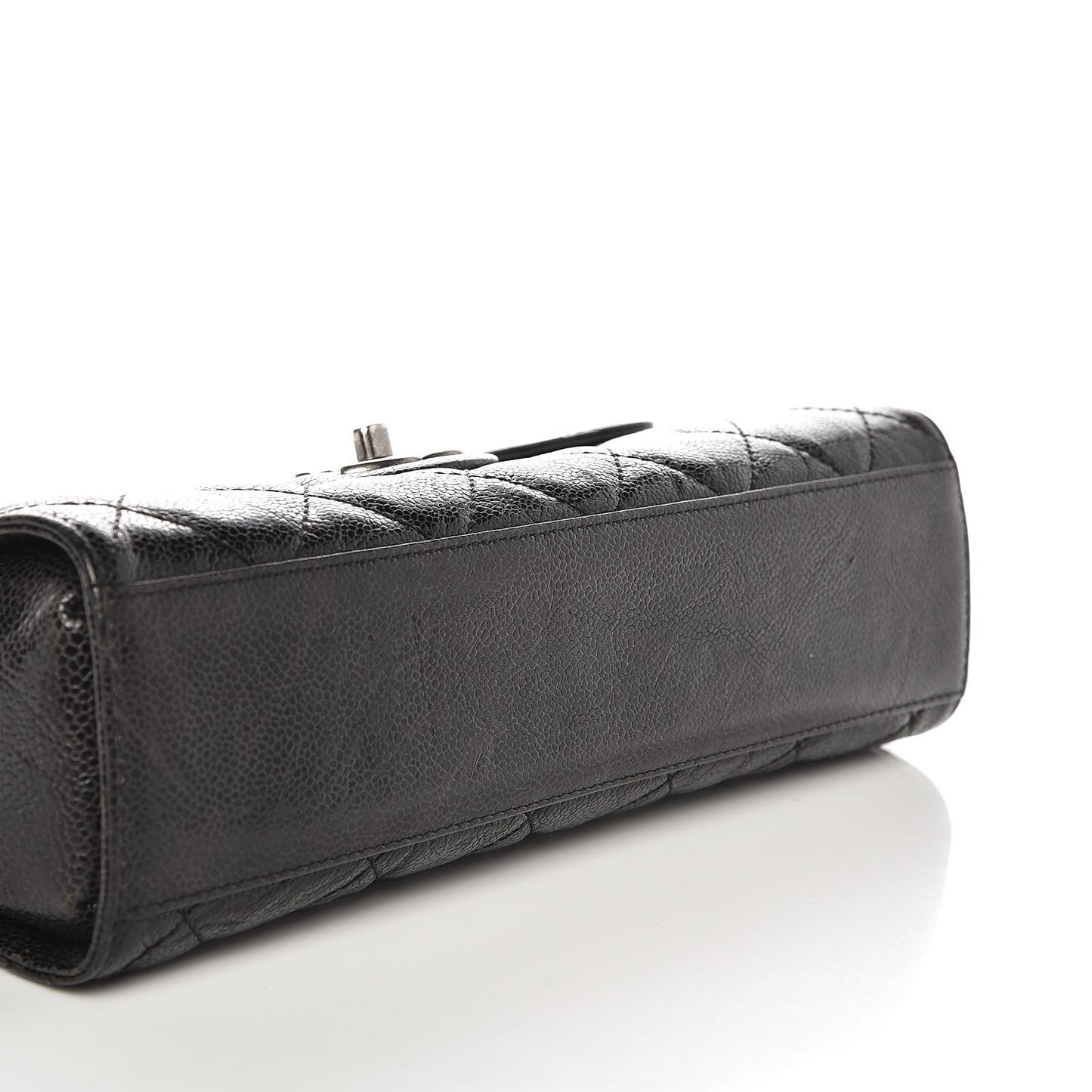Crumpled Grained Calfskin Medium CC Crave Flap Black
