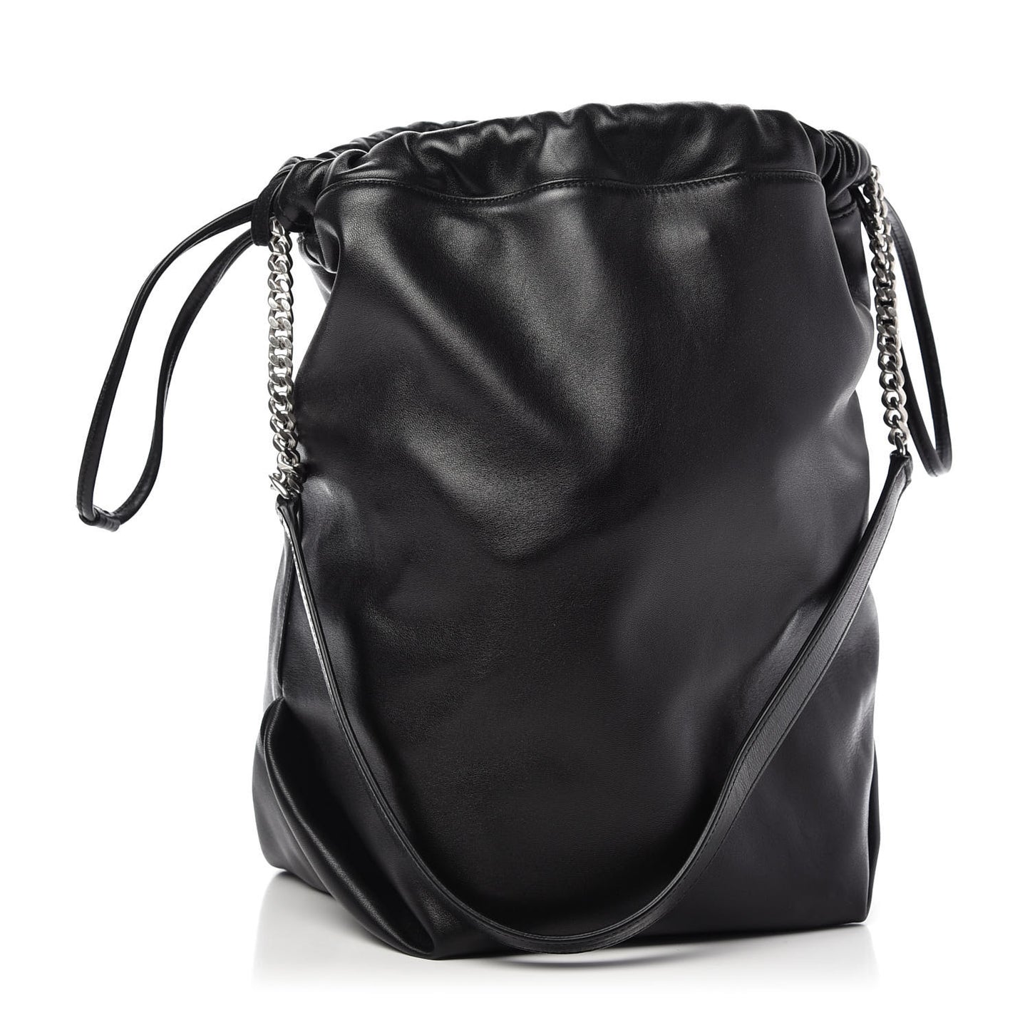 Lambskin Teddy Drawstring Bag Black