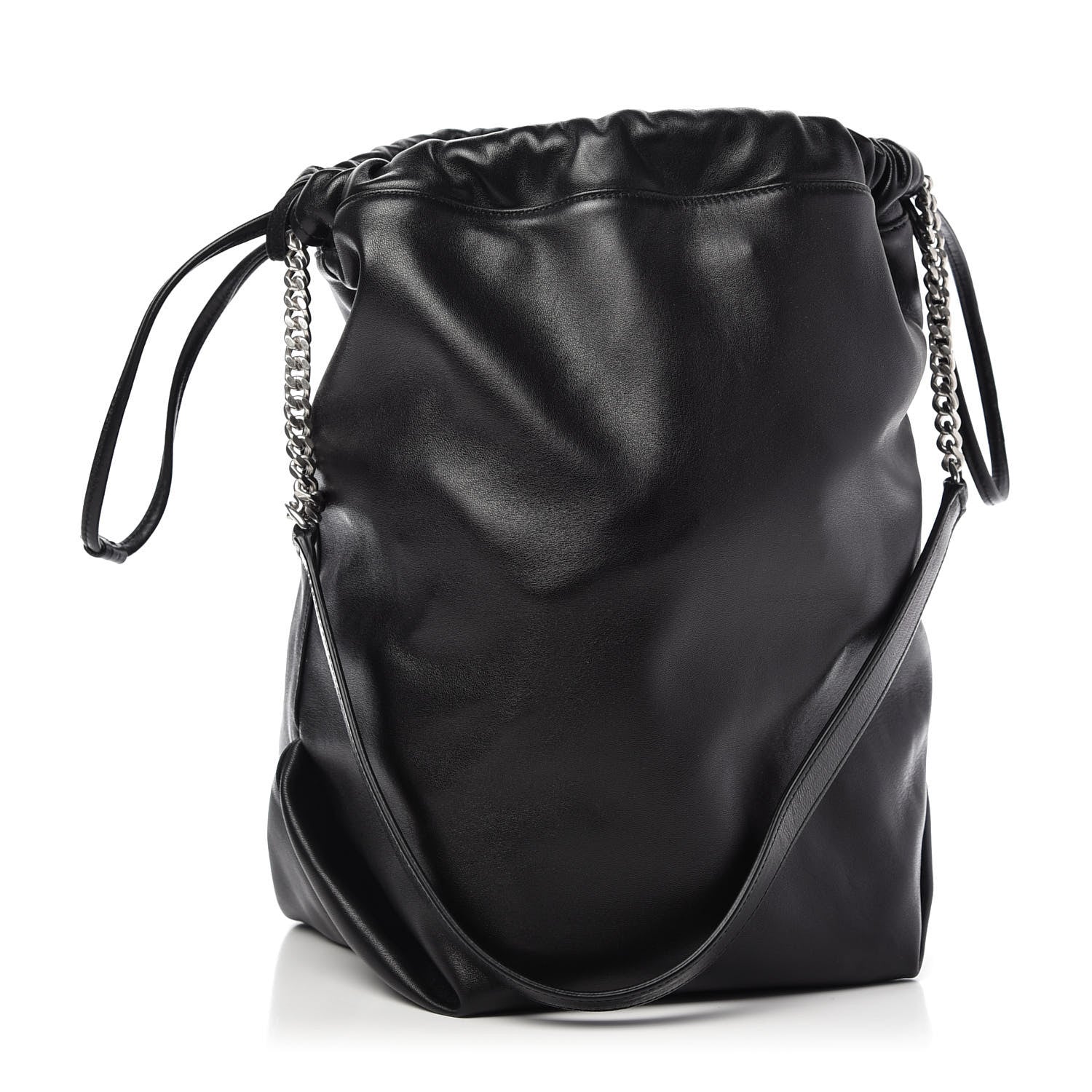Saint Laurent Lambskin Teddy Drawstring Bag Black 3 of 9
