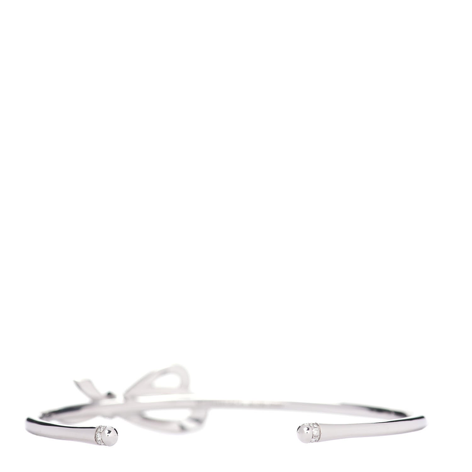 Tiffany 18K White Gold Diamond Bow Cuff Bracelet 3 of 4