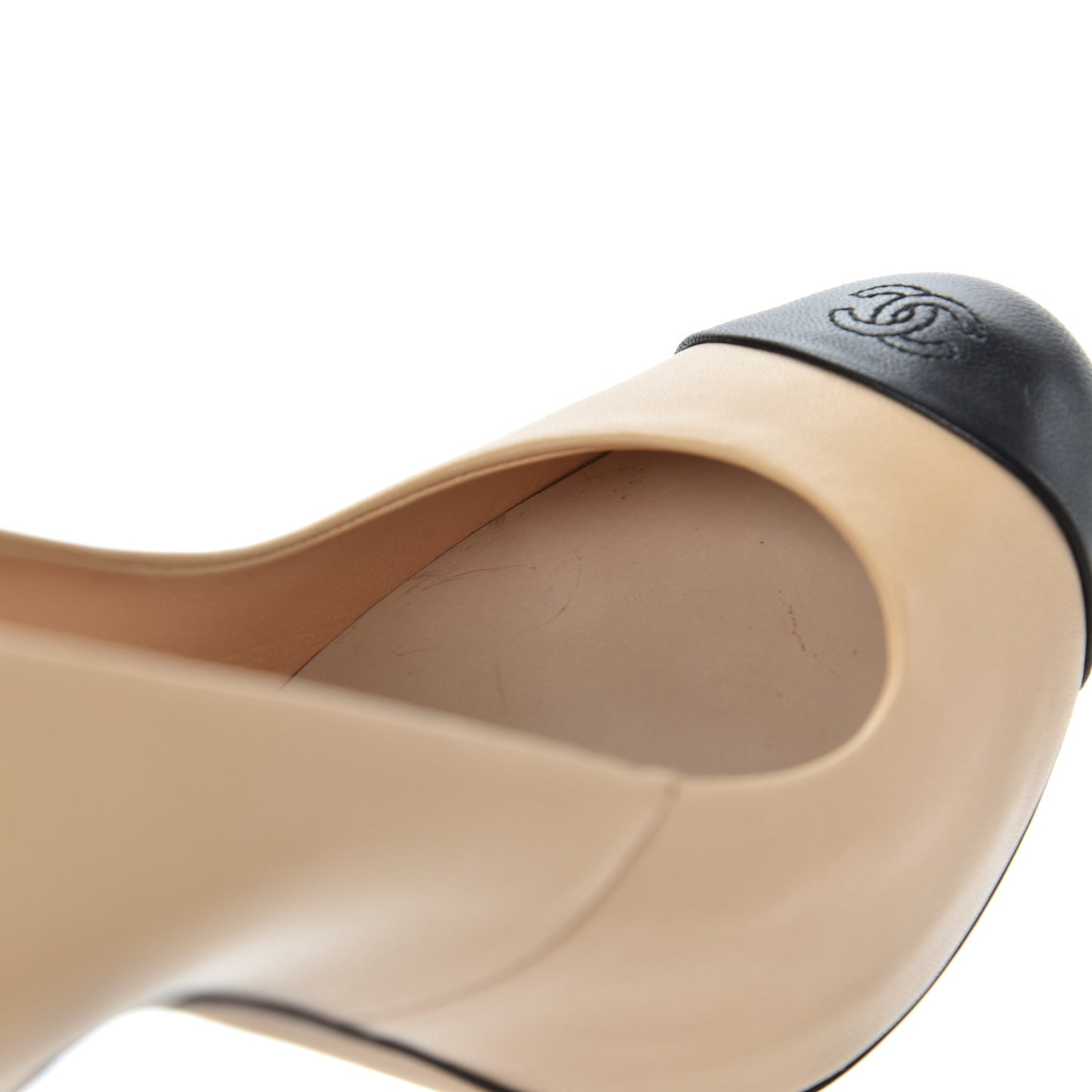 Lambskin Cap Toe Pumps 37 Beige Black
