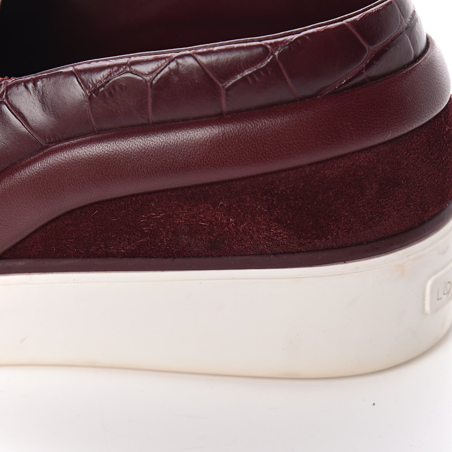 Alligator Patent Calfskin Catwalk Slip On Sneakers 36 Bordeaux