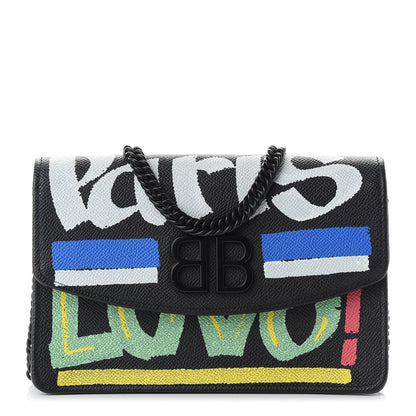 Balenciaga Grained Calfskin Car Tag BB Wallet On Chain Black TBC 1 of 10