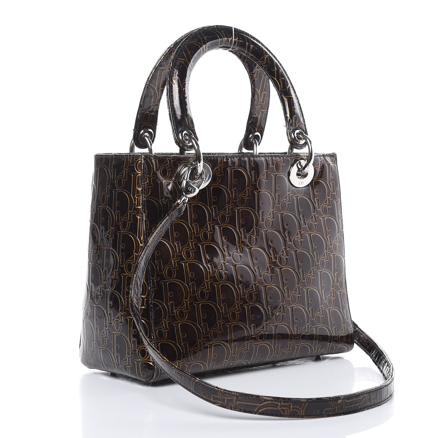 Christian Dior Patent Ultimate Medium Lady Dior Brown 3 of 19