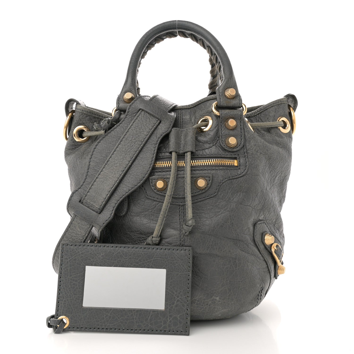 Balenciaga Agneau Giant 12 Gold Hardware Mini Pompon Gris Tarmac 3 of 15