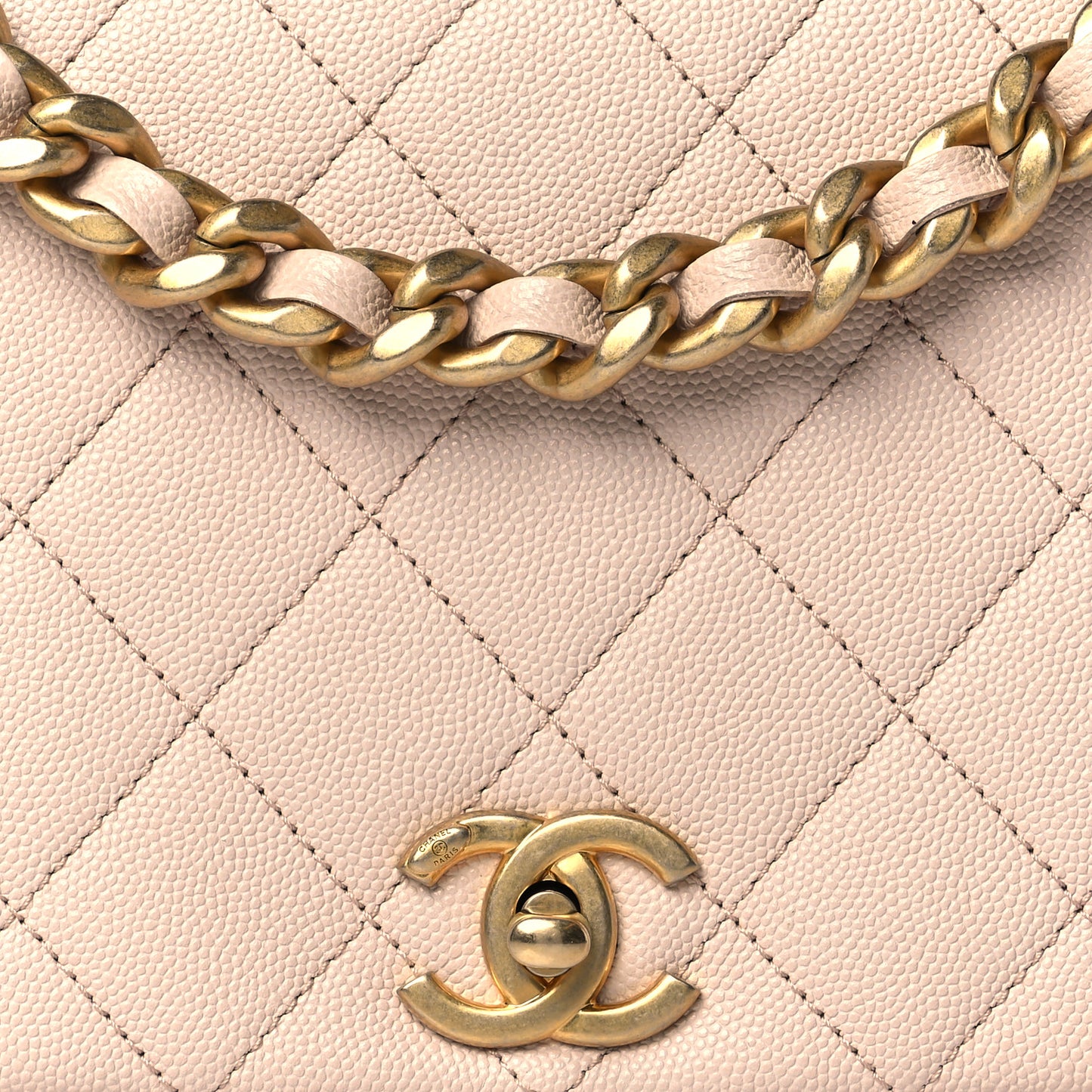 Caviar Quilted Medium Fashion Therapy Flap Beige
