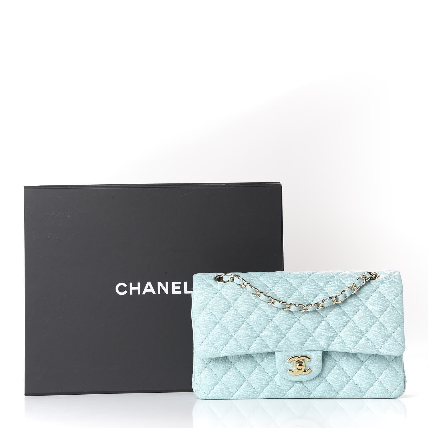 Chanel Caviar Quilted Medium Double Flap Light Blue 11 of 11