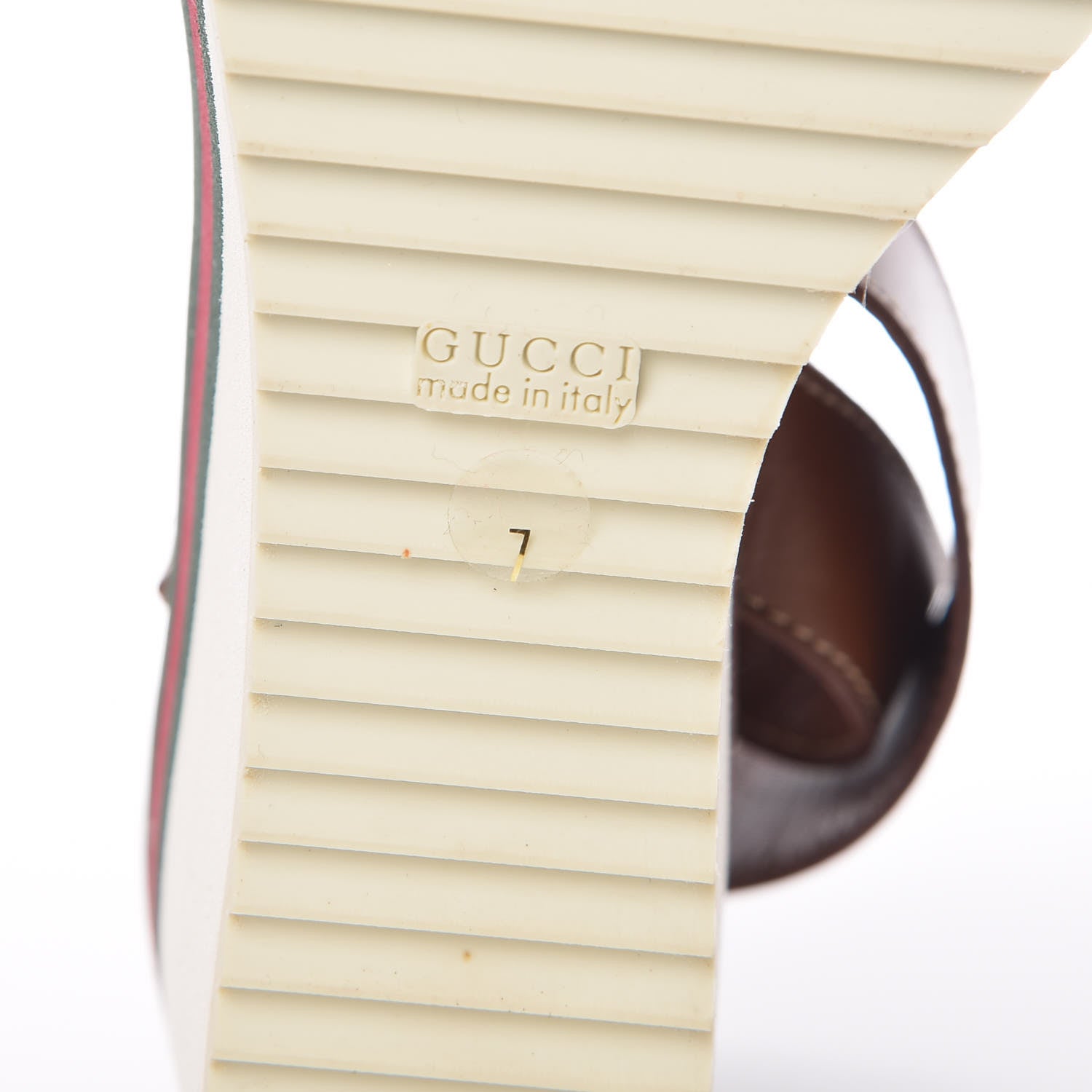 Gucci Calfskin Rubber Web Lifford Sandals 7 Cuir 8 of 16