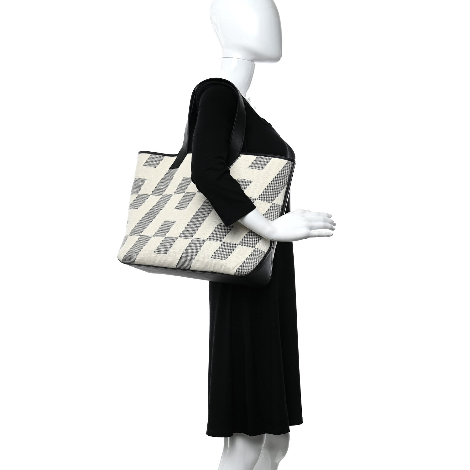Hermes Swift H Canvas Cabas H En Biais 40 Black Ecru 2 of 11