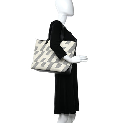 Hermes Swift H Canvas Cabas H En Biais 40 Black Ecru 2 of 11