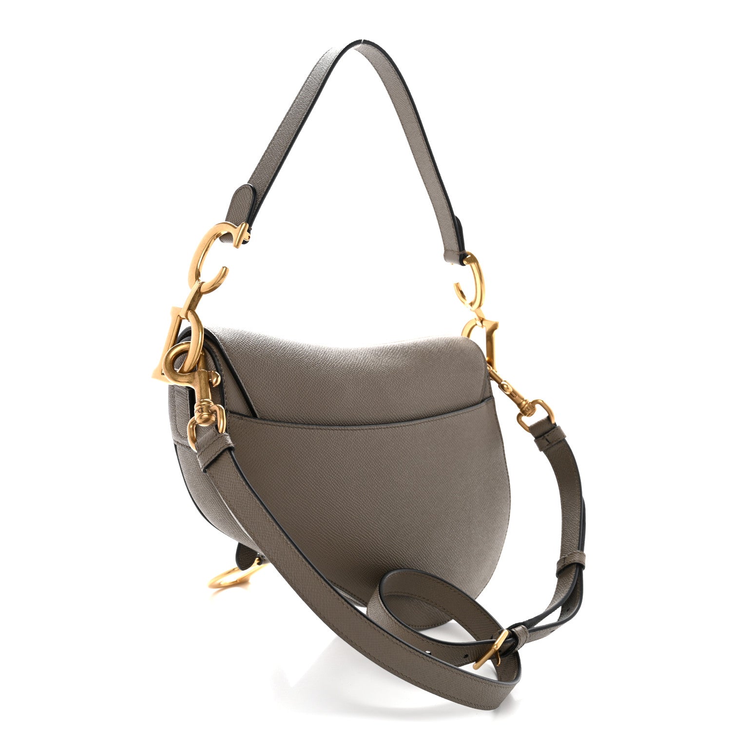 Christian Dior Grained Calfskin Saddle Bag With Strap Clay Green 3 of 12