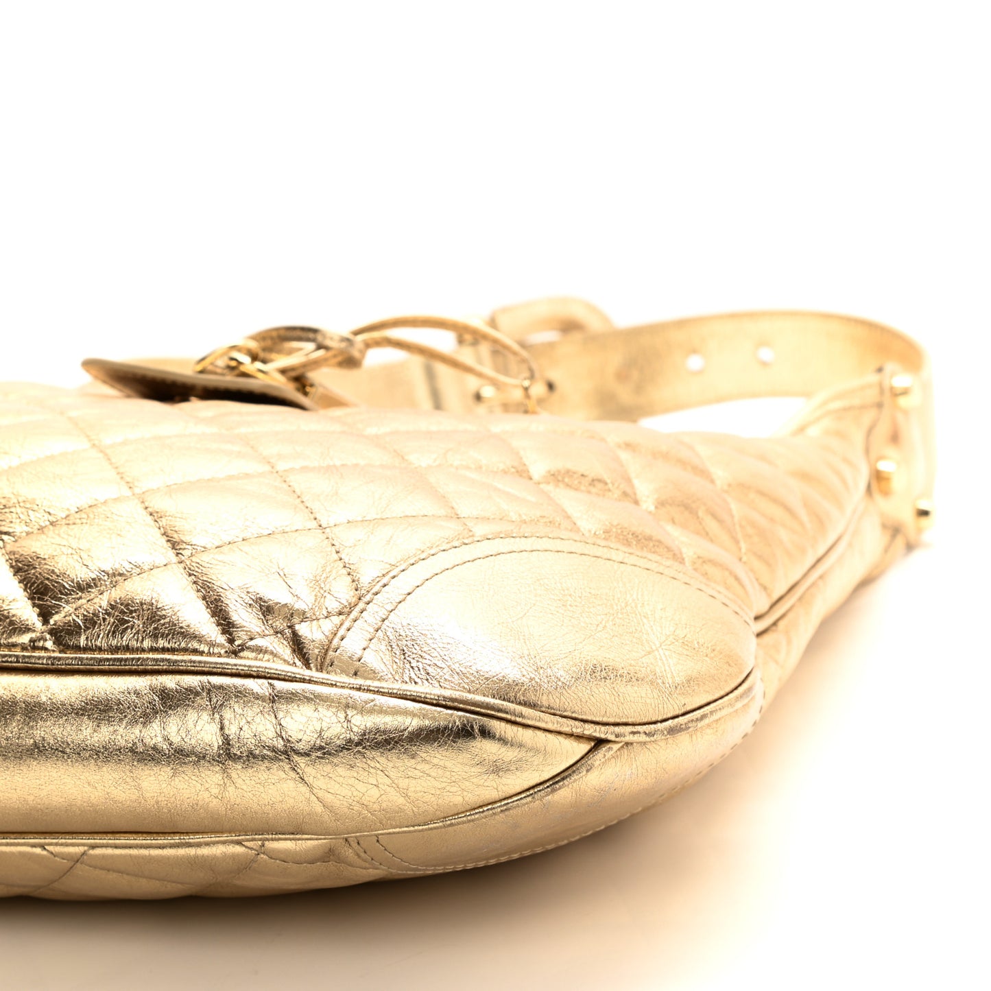 Metallic Calfskin Quilted Hoxton Hobo Gold