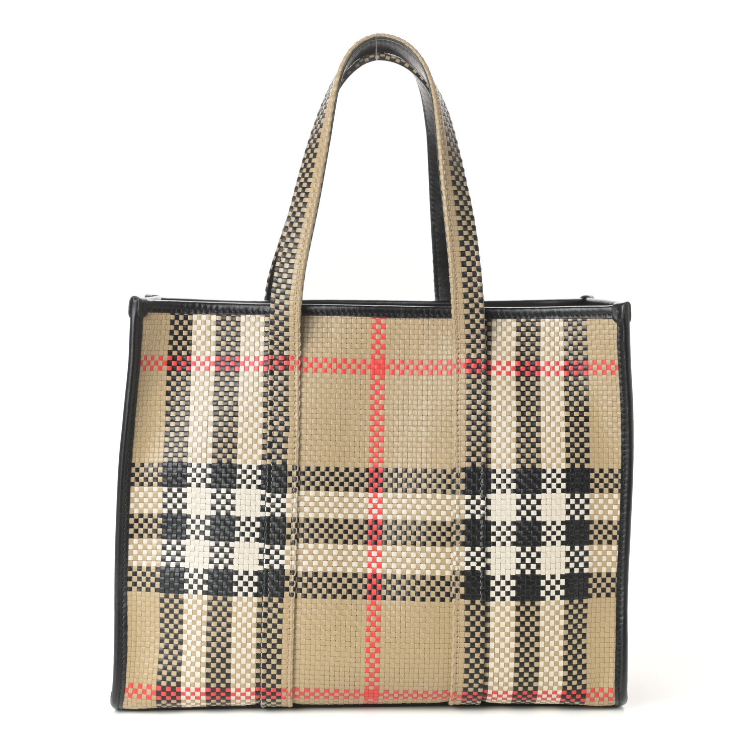 Burberry Calfskin Latticed Small Tote Black 1 of 9