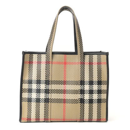 Burberry Calfskin Latticed Small Tote Black 1 of 9
