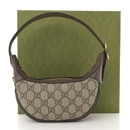 Gucci GG Supreme Monogram Textured Calfskin Web Mini Ophidia Half Moon Hobo Beige Ebony New Acero 11 of 11