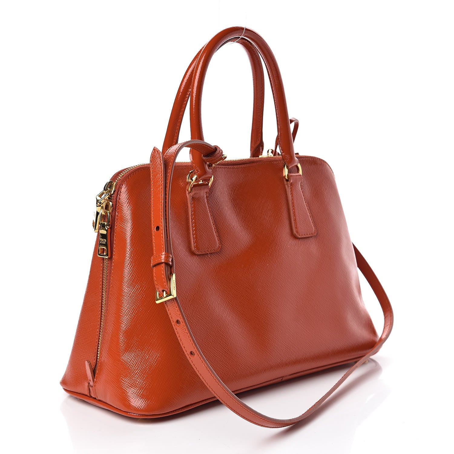 Prada Saffiano Vernice Medium Promenade Tote Arancio 3 of 10