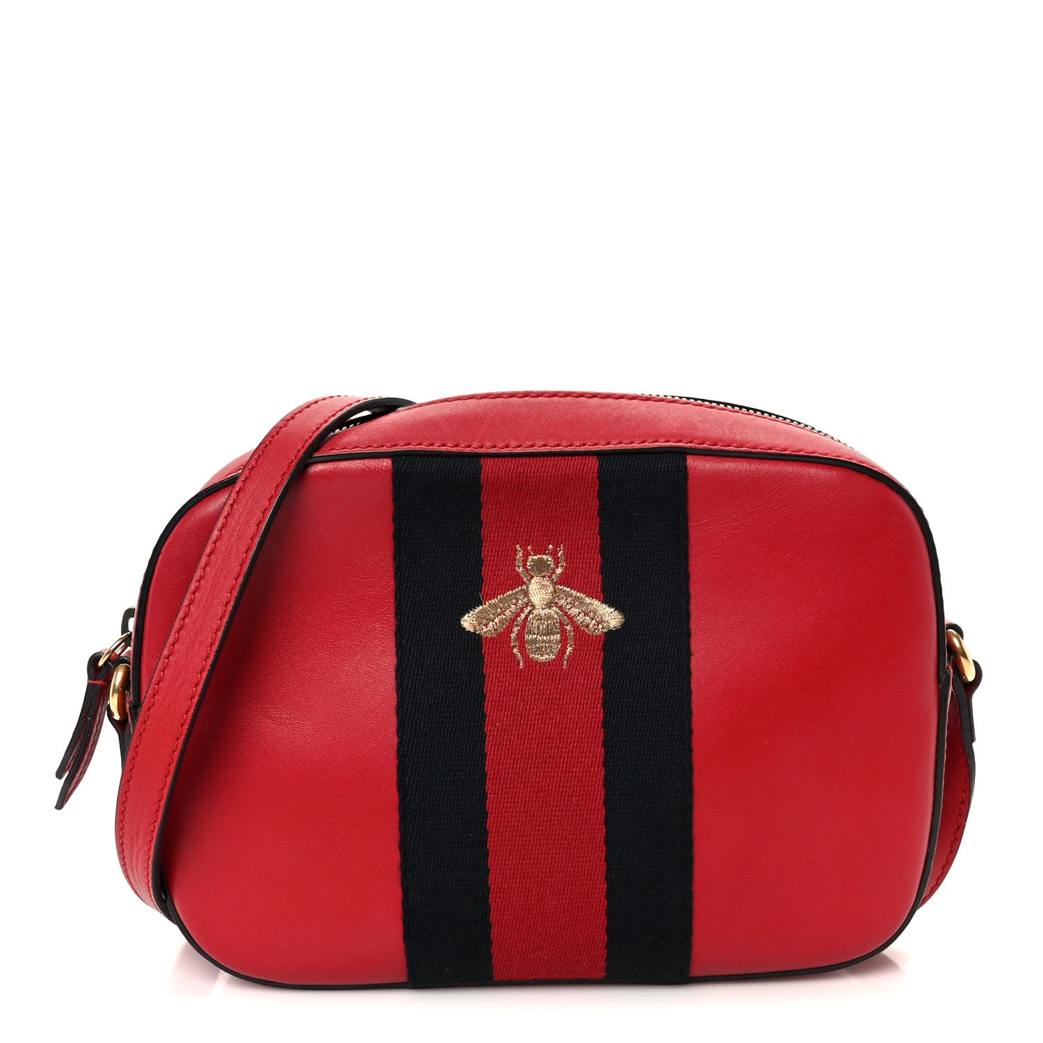 Gucci Calfskin Web Small Webby Bee Shoulder Bag Red 1 of 11
