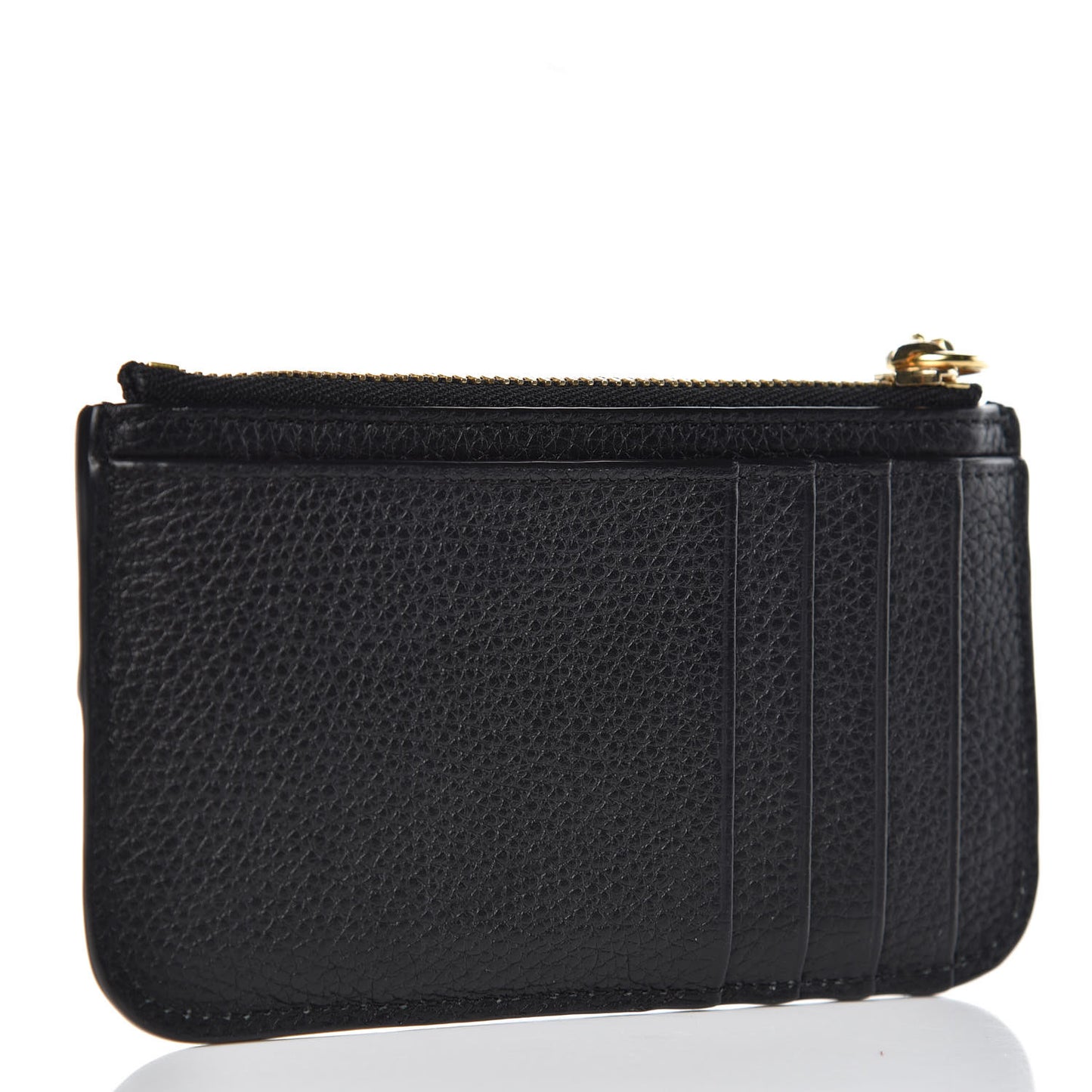 Grained Calfskin Drew Card Holder Black