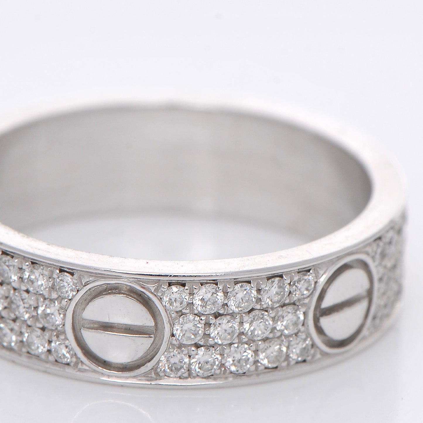 18K White Gold Diamond 5.5mm LOVE Wedding Paved Band Ring 56 7.5