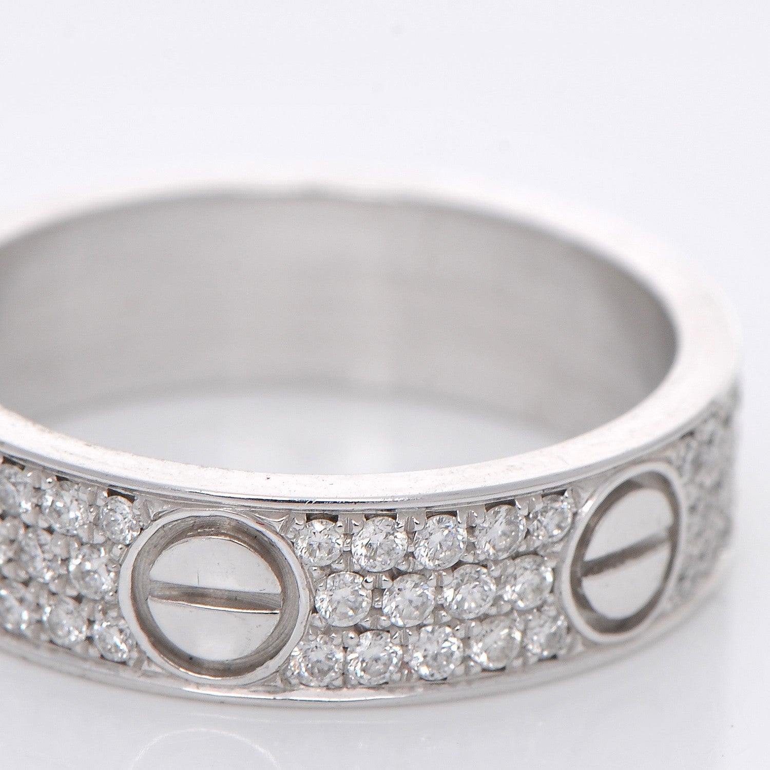 Cartier 18K White Gold Diamond 5.5mm LOVE Wedding Paved Band Ring 56 7.5 5 of 6
