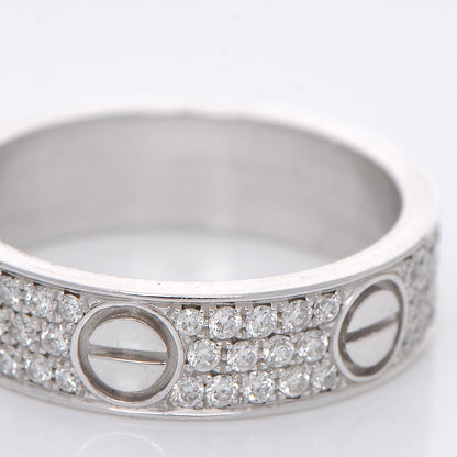 Cartier 18K White Gold Diamond 5.5mm LOVE Wedding Paved Band Ring 56 7.5 5 of 6