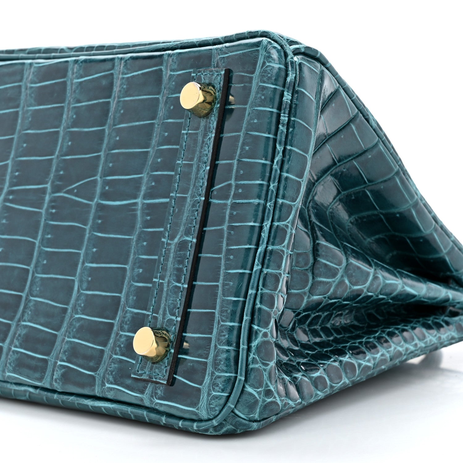 Hermes Shiny Porosus Crocodile Birkin 25 Vert Bosphore 9 of 14