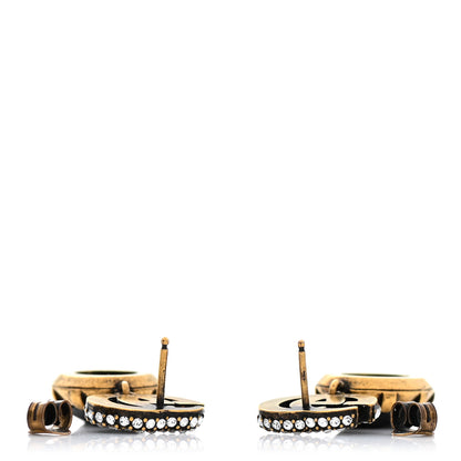 Gucci Crystal Double G Earrings Black Aged Gold 3 of 4