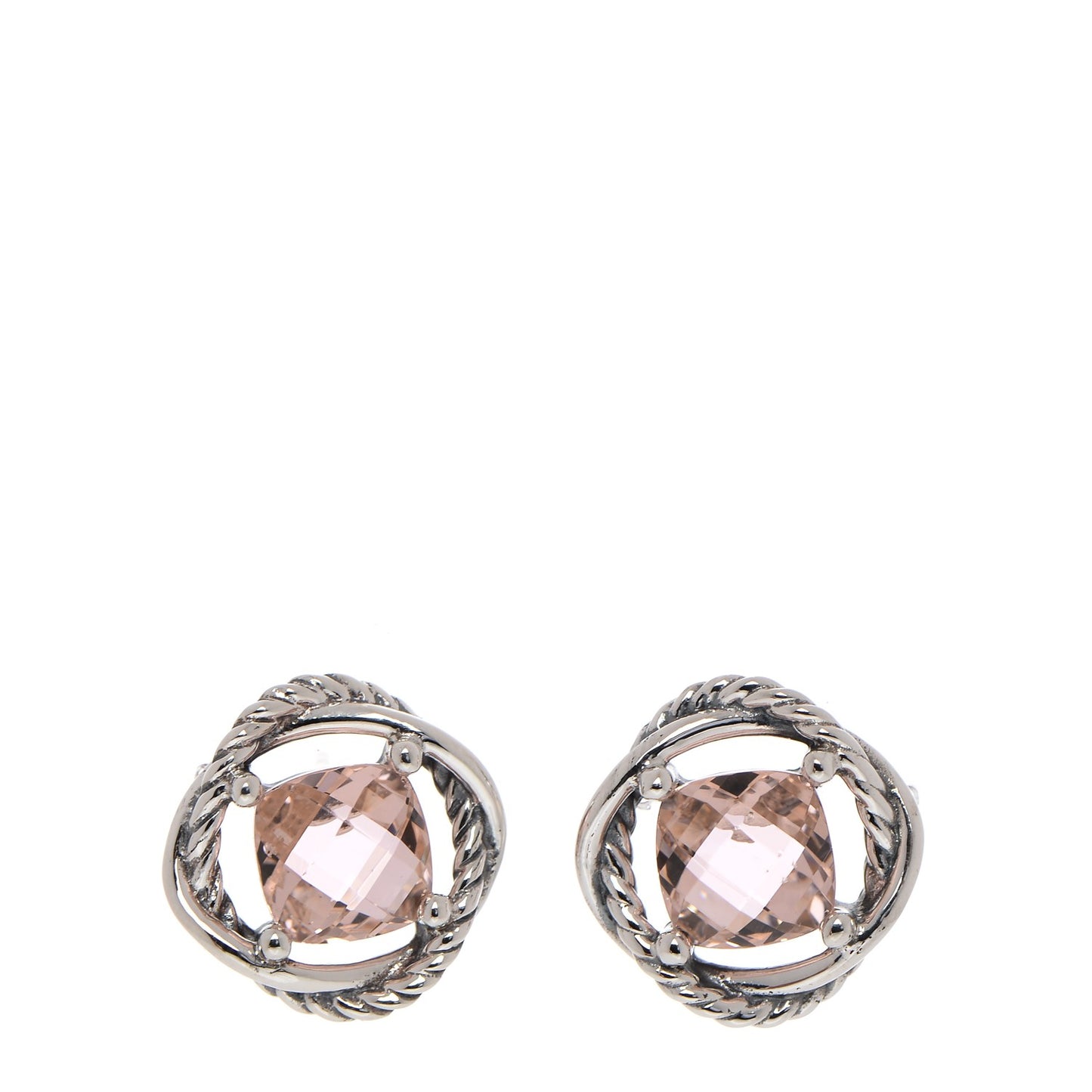 Sterling Silver Morganite 7mm Infinity Earrings