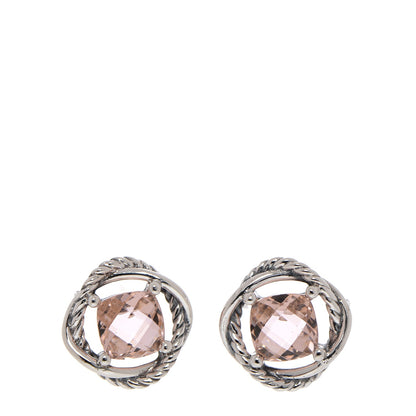 David Yurman Sterling Silver Morganite 7mm Infinity Earrings 1 of 5