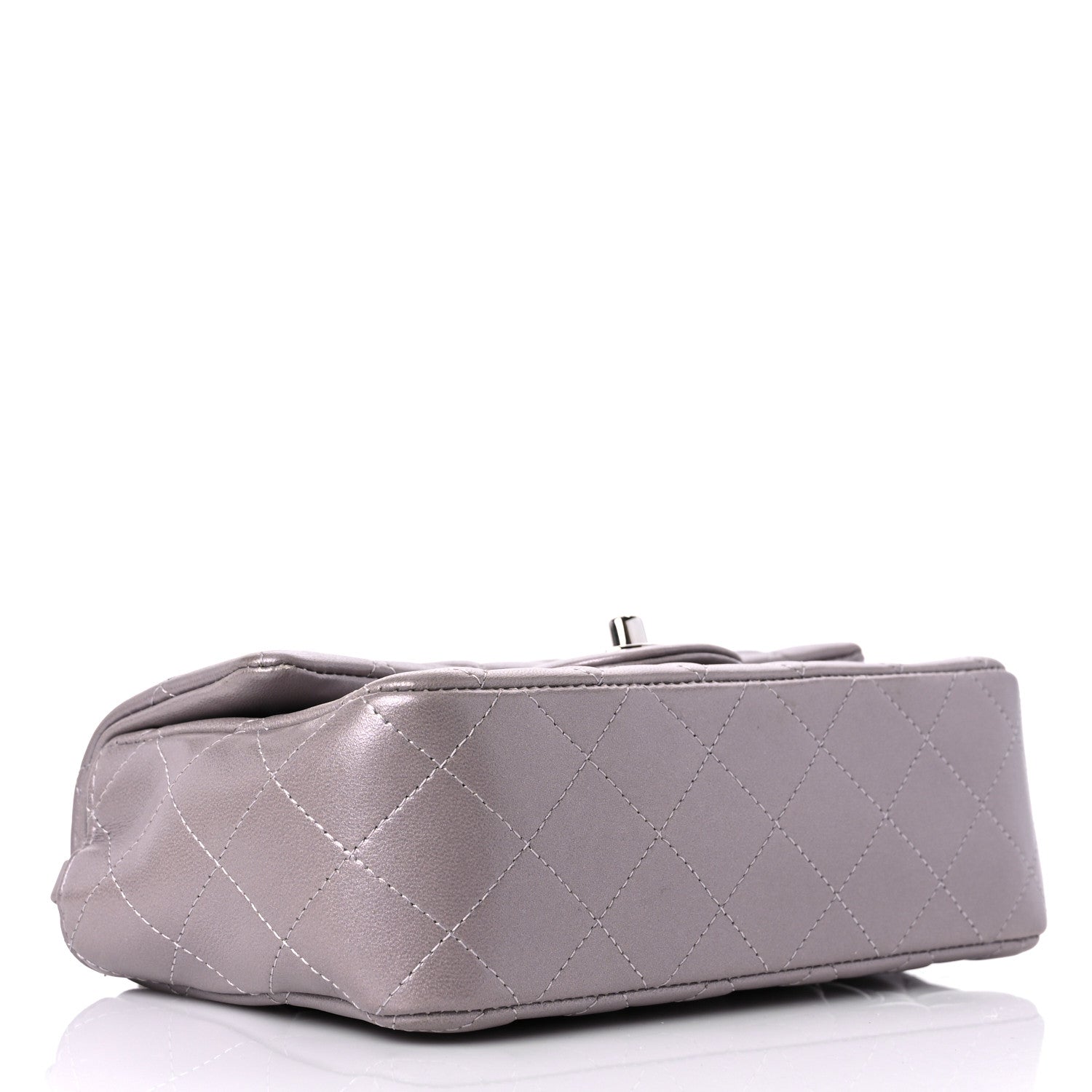 Chanel Metallic Lambskin Quilted Mini Rectangular Flap Light Silver 3 of 8