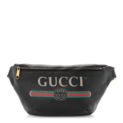 Gucci Grained Calfskin Logo Belt Bag Black 1 of 10