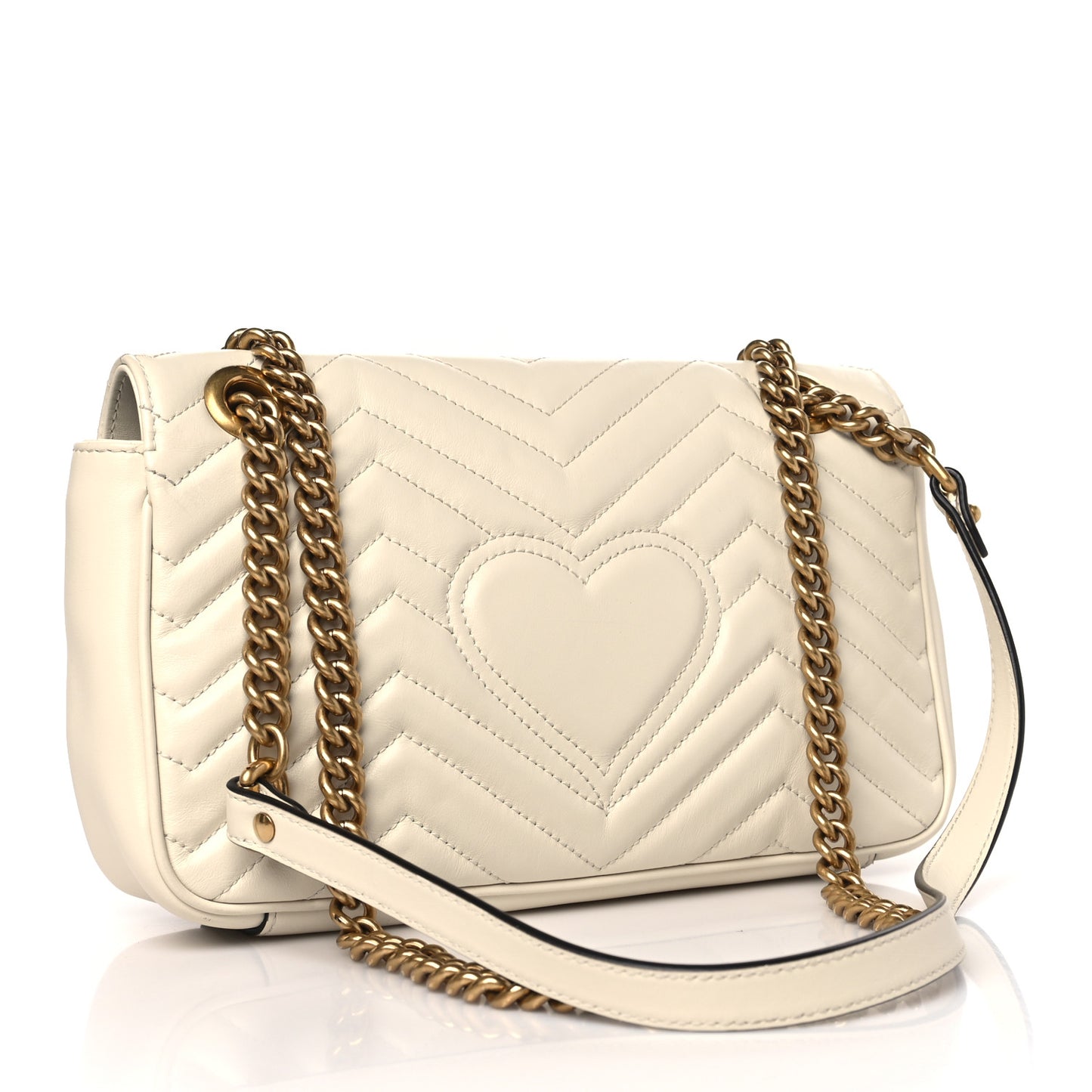 Calfskin Matelasse Small GG Marmont Shoulder Bag White