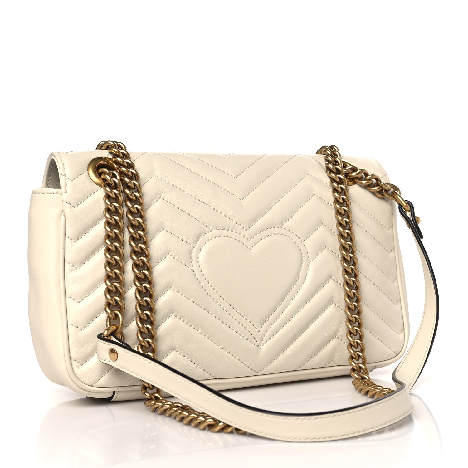 Gucci Calfskin Matelasse Small GG Marmont Shoulder Bag White 3 of 10