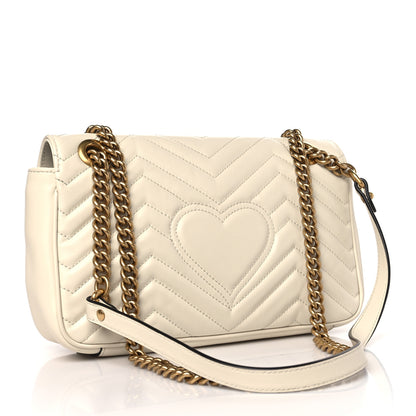 Gucci Calfskin Matelasse Small GG Marmont Shoulder Bag White 3 of 10