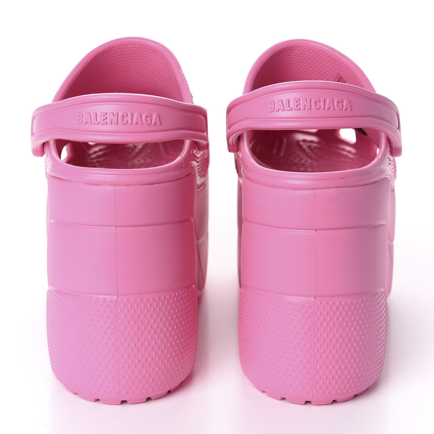 Balenciaga X CROCS Rubber Textured Womens Platform Sandals 37 Rose Bonbon 7 of 10