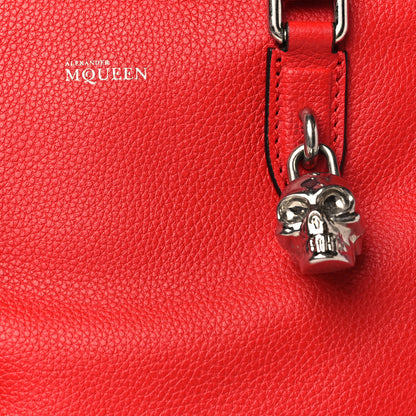 Alexander McQueen Pebbled Calfskin Small Skull Padlock Zip Around Tote Red 8 of 10